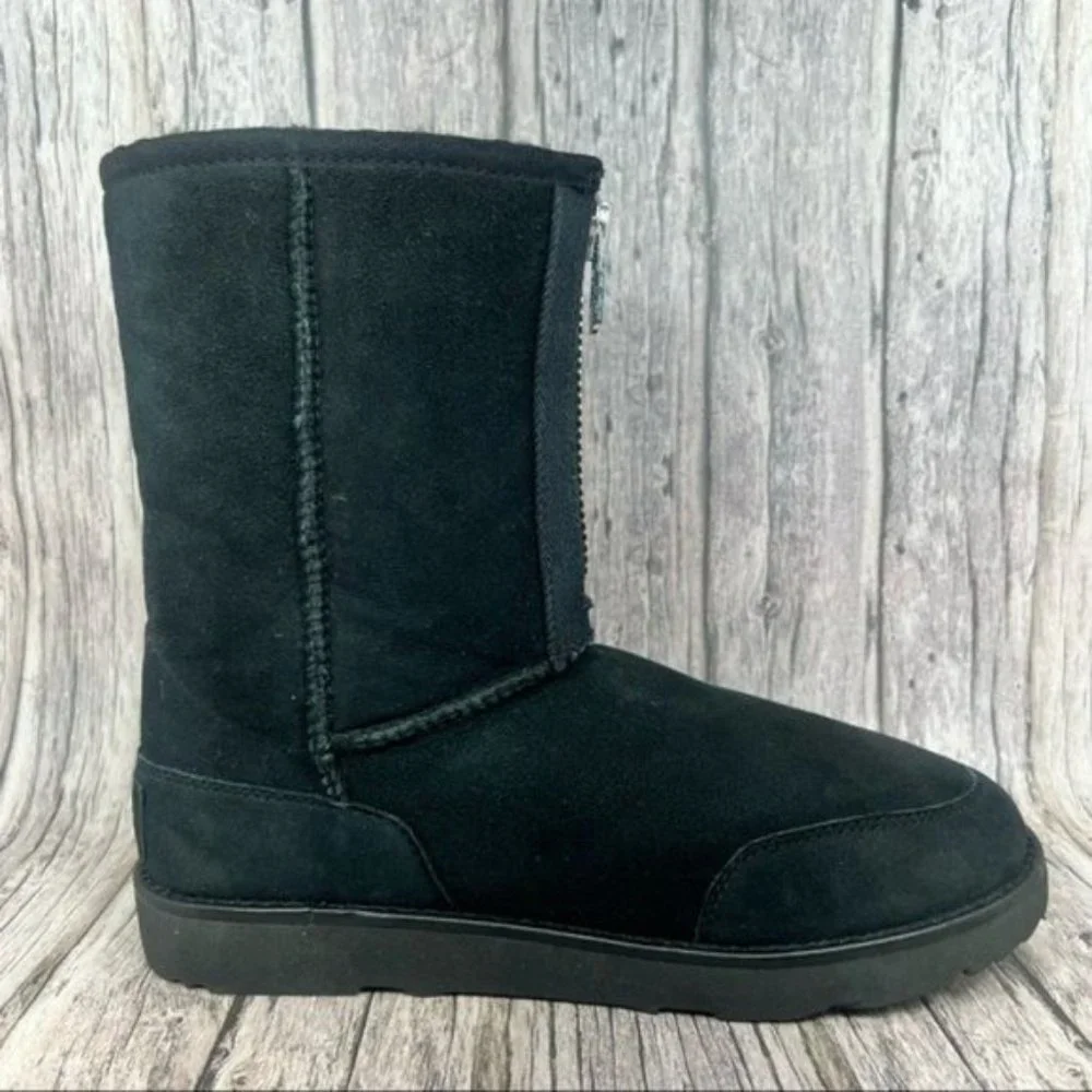 UGG Classic Short Zip Phillip Lim Black Suede Sheepskin Boots Women's Size 9.5 - Picture 6 of 8
